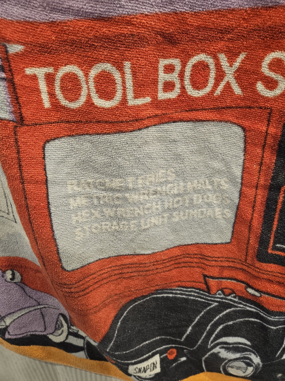 Snap On Tools Beach Towel Flank Drive In 58x32” 1990s Collector Item Cotton - Picture 10 of 10